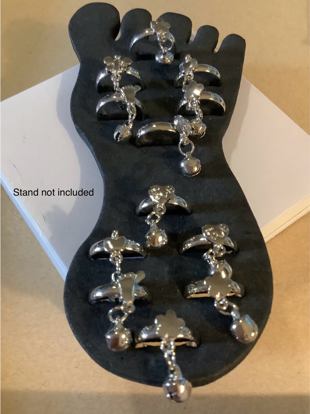 Silver Floral Dangle Toe Ring Set - Women Jewelry